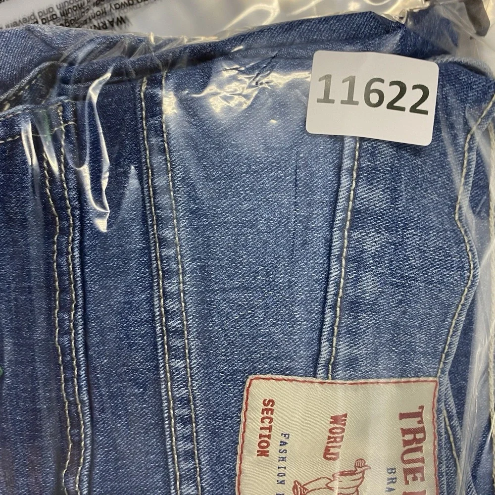 True Religion Jeans Mens 36x32 Blue Denim Pants Geno Relaxed Slim Flap Pocket